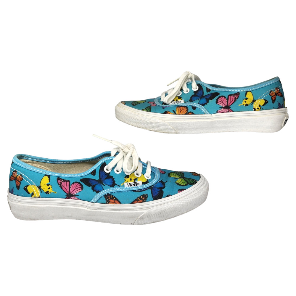 Vans Shoes Womens 6 Blue Butterfly Colorful Low Tops Lace Up Sneakers Skateboard